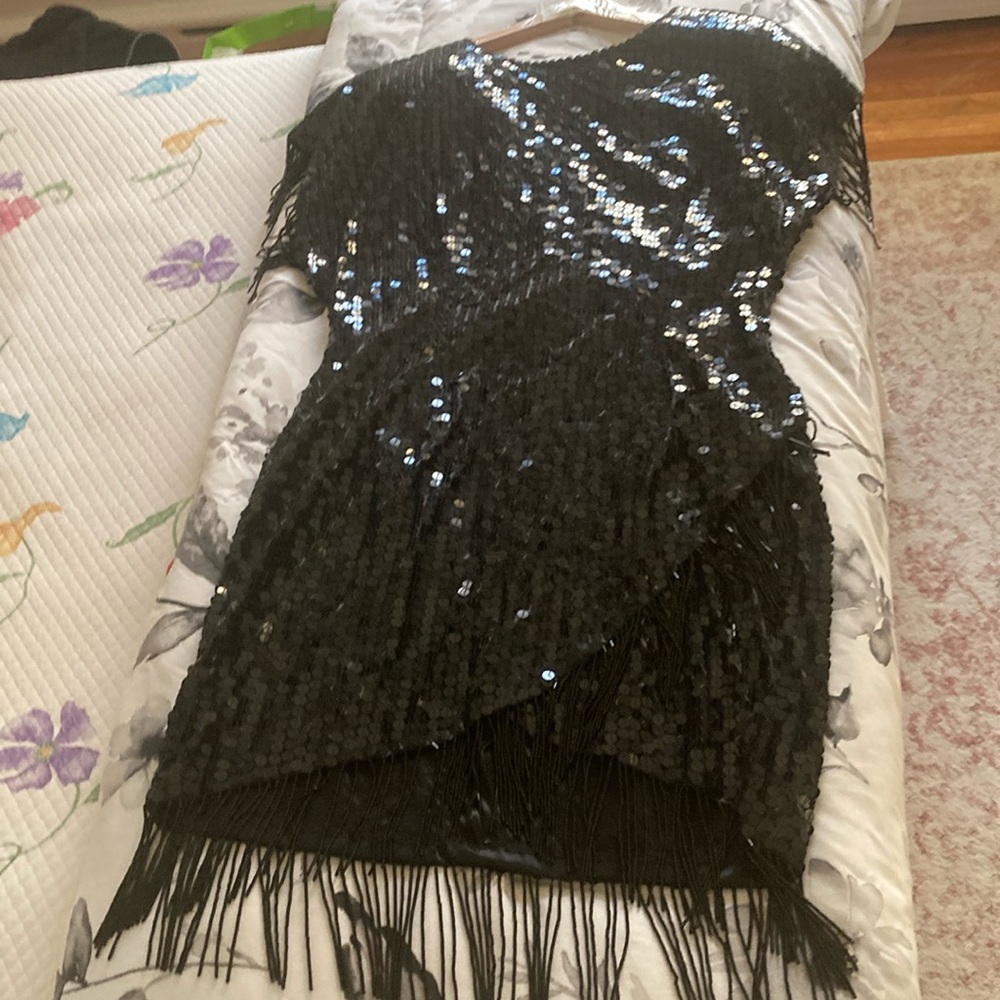 Black sequins cocktail dress